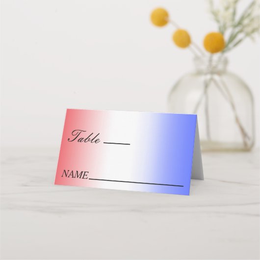 Rood Wit & Blauw Ombre Patriottische Bruiloft Plaatskaartje (Voorkant)