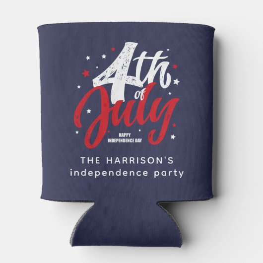 Rood Wit Blauw Onafhankelijkheidsdag 4 juli Blikjeskoeler (Achterkant)