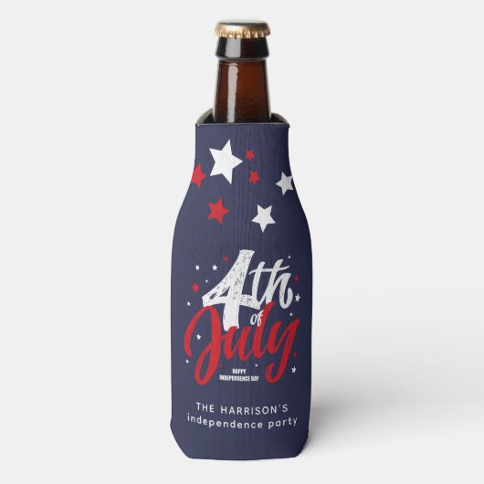 Rood Wit Blauw Onafhankelijkheidsdag 4 juli Flesjeskoeler (Fles Voorkant)