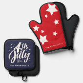 Rood Wit Blauw Onafhankelijkheidsdag 4 juli Ovenwant & Pannenlap Set (Voorkant / Achterkant)