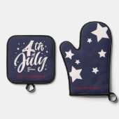 Rood Wit Blauw Onafhankelijkheidsdag 4 juli Ovenwant & Pannenlap Set (Voorkant)