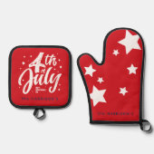 Rood Wit Blauw Onafhankelijkheidsdag 4 juli Ovenwant & Pannenlap Set (Voorkant)