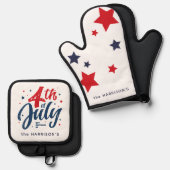 Rood Wit Blauw Onafhankelijkheidsdag 4 juli Ovenwant & Pannenlap Set (Voorkant / Achterkant)