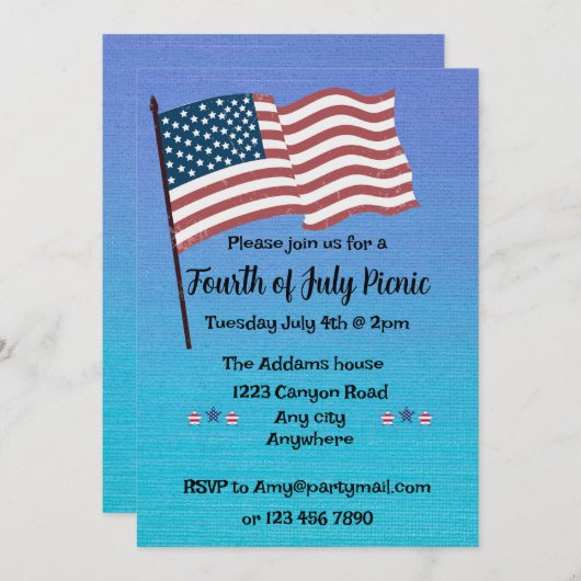 Rood, Wit & Blauw Onafhankelijkheidsdag Feest Kaart (Voorkant / Achterkant)