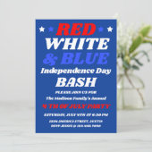 Rood Wit Blauw Onafhankelijkheidsdag Feest Uitnodi Kaart (Staand voorkant)