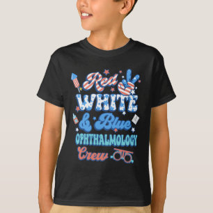Rood Wit Blauw Oogheelkunde Crew Opticien 4e van T-shirt