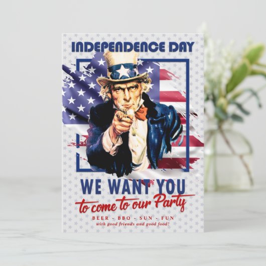 Rood, Wit, Blauw Oom Sam 4 juli Kaart (Staand voorkant)