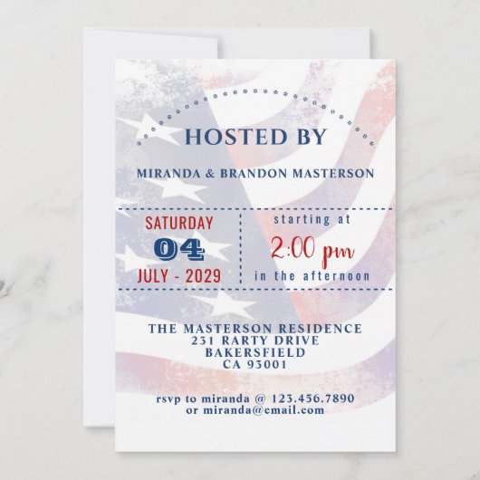 Rood, Wit, Blauw Oom Sam 4 juli Kaart (Achterkant)