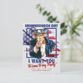 Rood, wit, blauw oom Sam 4 juli uitnodiging (Staand voorkant)