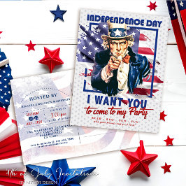 Rood, wit, blauw oom Sam 4 juli uitnodiging