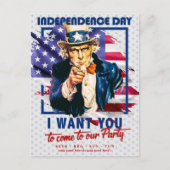 Rood, wit, blauw oom Sam 4 juli uitnodiging (Voorkant)