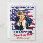 rood, wit, blauw oom sam 4th van juli feest kaart (Voorkant)