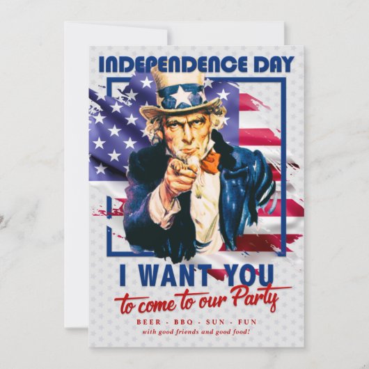 rood, wit, blauw oom sam 4th van juli feest kaart (Voorkant)