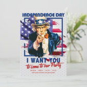 rood, wit, blauw oom sam 4th van juli feest kaart (Staand voorkant)