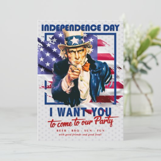 rood, wit, blauw oom sam 4th van juli feest kaart (Staand voorkant)