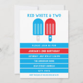 Rood wit blauw op 4 juli 2e verjaardag kaart (Voorkant)