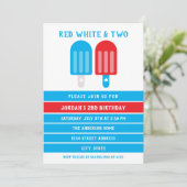 Rood wit blauw op 4 juli 2e verjaardag kaart (Staand voorkant)
