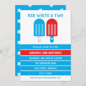 Rood wit blauw op 4 juli 2e verjaardag kaart (Voorkant / Achterkant)