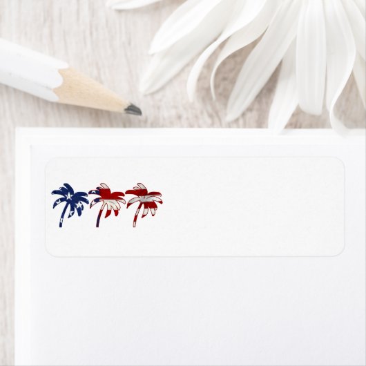 Rood Wit Blauw Palmboom Etiket (Insitu)