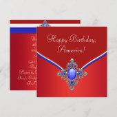 Rood Wit Blauw Patriottisch 4 juli Feest Kaart (Voorkant / Achterkant)