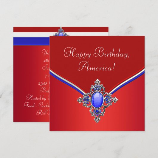 Rood Wit Blauw Patriottisch 4 juli Partij Kaart (Voorkant / Achterkant)