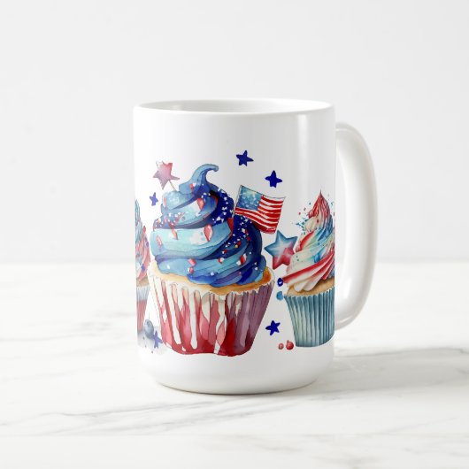 ROOD WIT BLAUW PATRIOTTISCH CUPCAKES KOFFIEMOK (Voorkant rechts)
