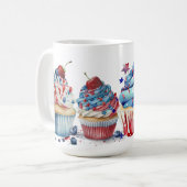 ROOD WIT BLAUW PATRIOTTISCH CUPCAKES KOFFIEMOK (Voorkant links)