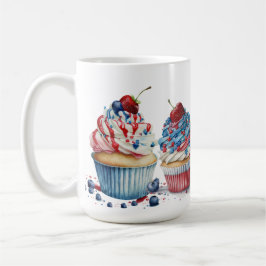 ROOD WIT BLAUW PATRIOTTISCH CUPCAKES KOFFIEMOK