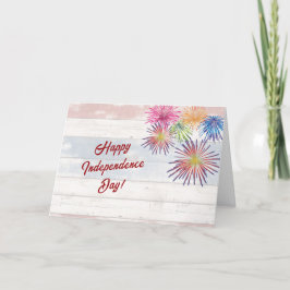 Rood Wit Blauw Patriottisch Faux Wood Feestdagen Kaart