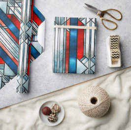 Rood Wit Blauw Patriottisch Gebrandschilderd Glas  Cadeaupapier