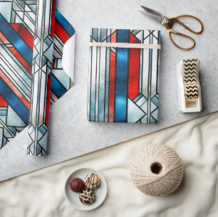 Rood Wit Blauw Patriottisch Gebrandschilderd Glas Cadeaupapier