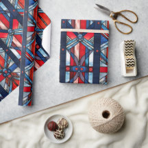 Rood Wit Blauw Patriottisch Gebrandschilderd Glas 