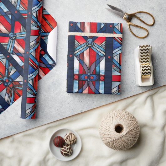 Rood Wit Blauw Patriottisch Gebrandschilderd Glas Cadeaupapier (Crafts)