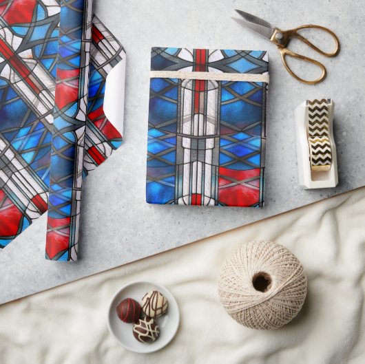 Rood Wit Blauw Patriottisch Gebrandschilderd Glas Cadeaupapier (Crafts)