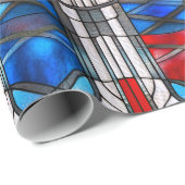 Rood Wit Blauw Patriottisch Gebrandschilderd Glas Cadeaupapier (Rol Hoek)