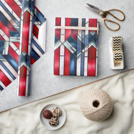 Rood Wit Blauw Patriottisch Gebrandschilderd Glas Cadeaupapier (Crafts)