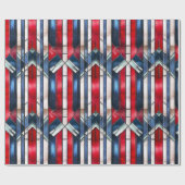 Rood Wit Blauw Patriottisch Gebrandschilderd Glas Cadeaupapier (Vlak)