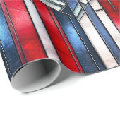 Rood Wit Blauw Patriottisch Gebrandschilderd Glas Cadeaupapier (Rol Hoek)