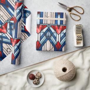 Rood Wit Blauw Patriottisch Gebrandschilderd Glas Cadeaupapier