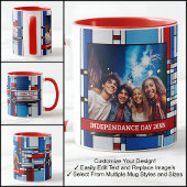 Rood Wit Blauw Patriottisch Gebrandschilderd Glas Mok
