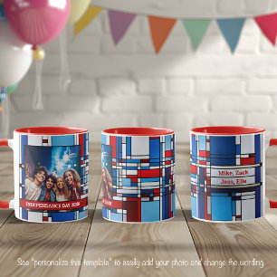 Rood Wit Blauw Patriottisch Gebrandschilderd Glas  Mok