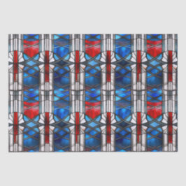 Rood Wit Blauw Patriottisch Gebrandschilderd Glas  Tissuepapier