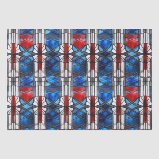 Rood Wit Blauw Patriottisch Gebrandschilderd Glas Tissuepapier (Voorkant)