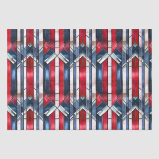 Rood Wit Blauw Patriottisch Gebrandschilderd Glas Tissuepapier (Voorkant)