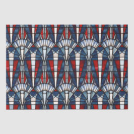 Rood Wit Blauw Patriottisch Gebrandschilderd Glas  Tissuepapier