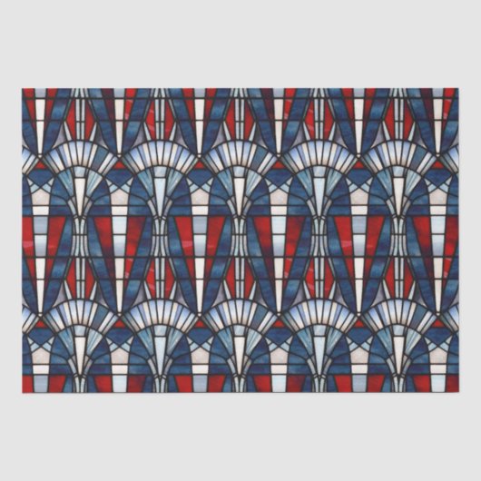 Rood Wit Blauw Patriottisch Gebrandschilderd Glas Tissuepapier (Voorkant)