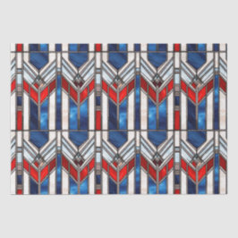 Rood Wit Blauw Patriottisch Gebrandschilderd Glas  Tissuepapier