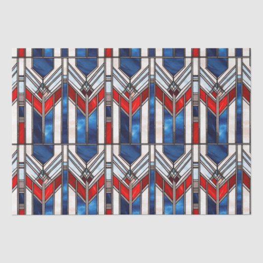 Rood Wit Blauw Patriottisch Gebrandschilderd Glas Tissuepapier (Voorkant)