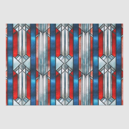 Rood Wit Blauw Patriottisch Gebrandschilderd Glas Tissuepapier (Voorkant)
