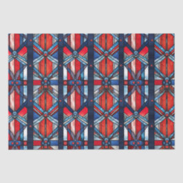 Rood Wit Blauw Patriottisch Gebrandschilderd Glas  Tissuepapier